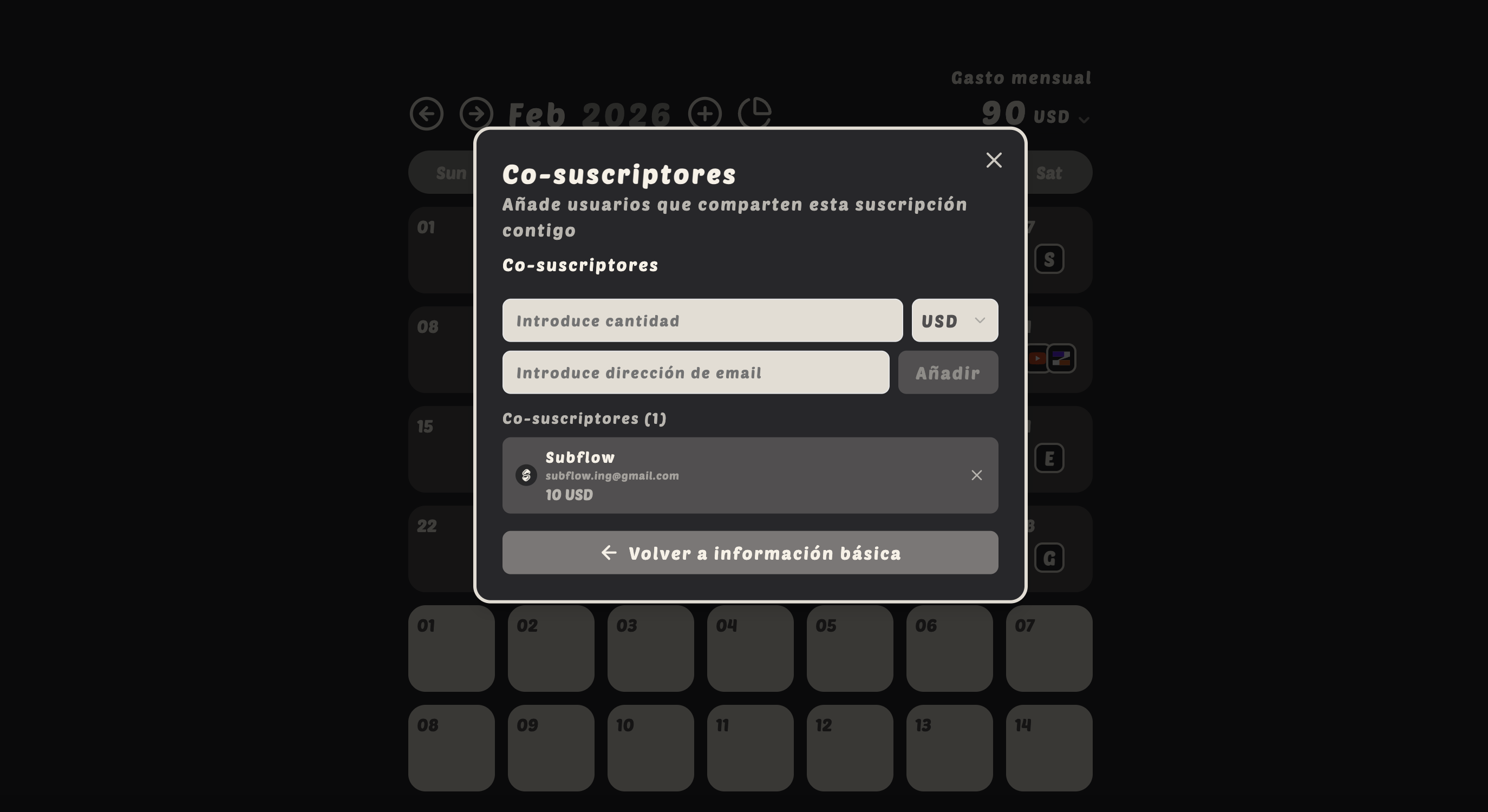 Gestión de suscripciones compartidas