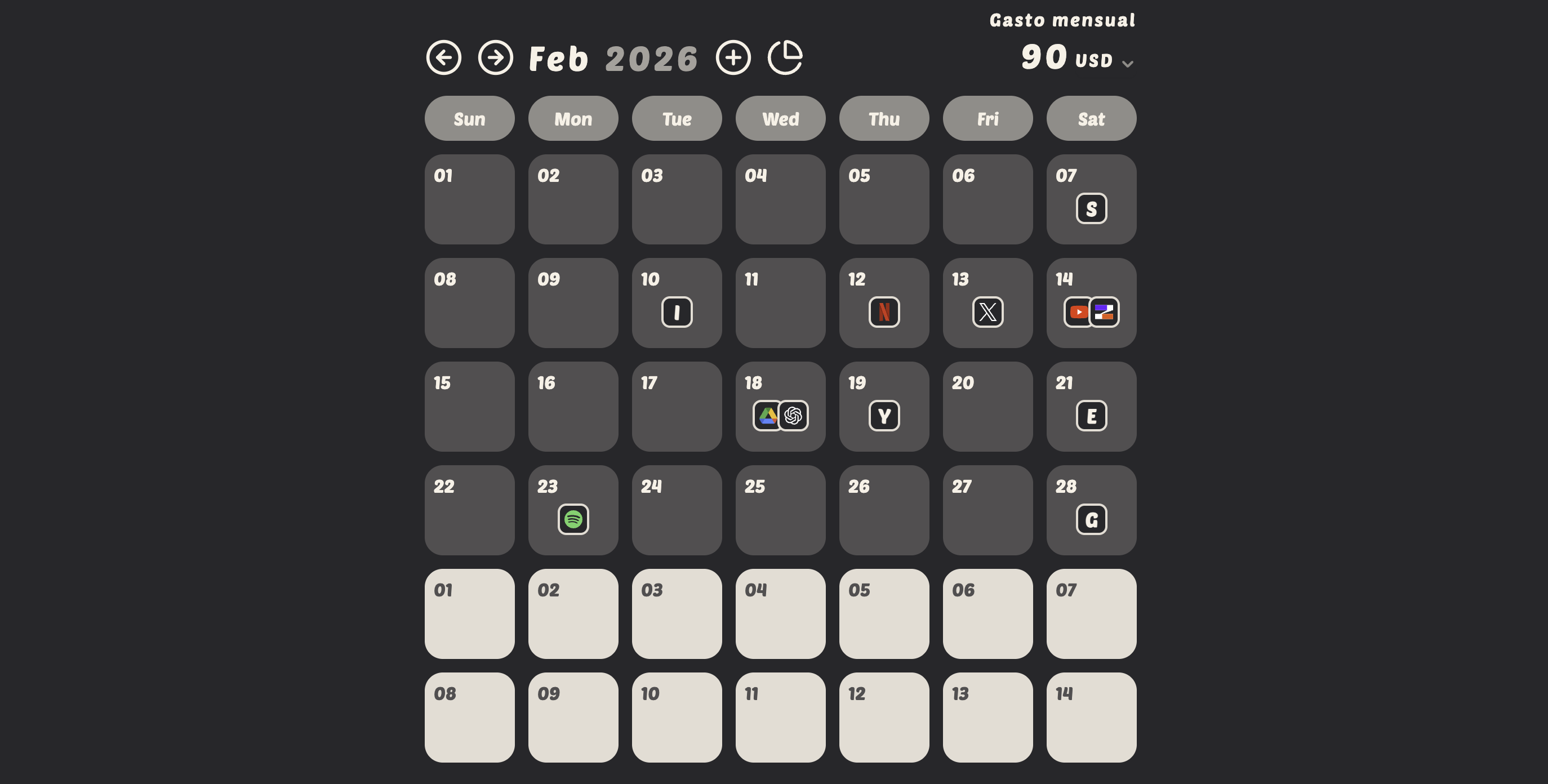 Suscripciones compartidas en el calendario